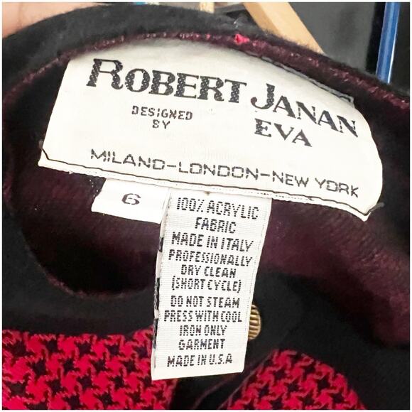 Robert Janan Designed By Eva Midi Vintage Houndstooth Dress Red & Black Size 6 - Picture 8 of 11